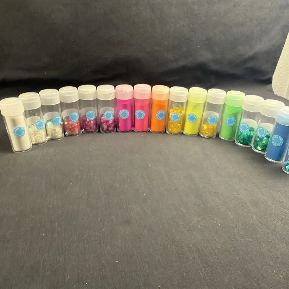 Assorted Craft Glitter 70 Lot, Multicolor, Glass Beads, Jars Bottles & Bags